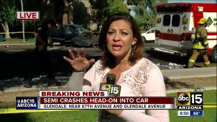 Driver taken to hospital by helicopter after colliding with semi in Glendale
