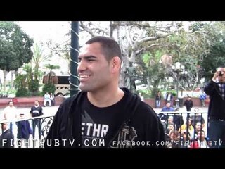 Cain Velasquez gets mobbed in LA, "Brock has a good chin but i will beat him"