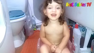 Cute and funny baby girl screams bath - Funny video with a little girl