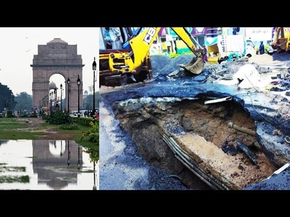 Delhi rains affects India Gate, road towards Ashoka Road caves in |Oneindia News