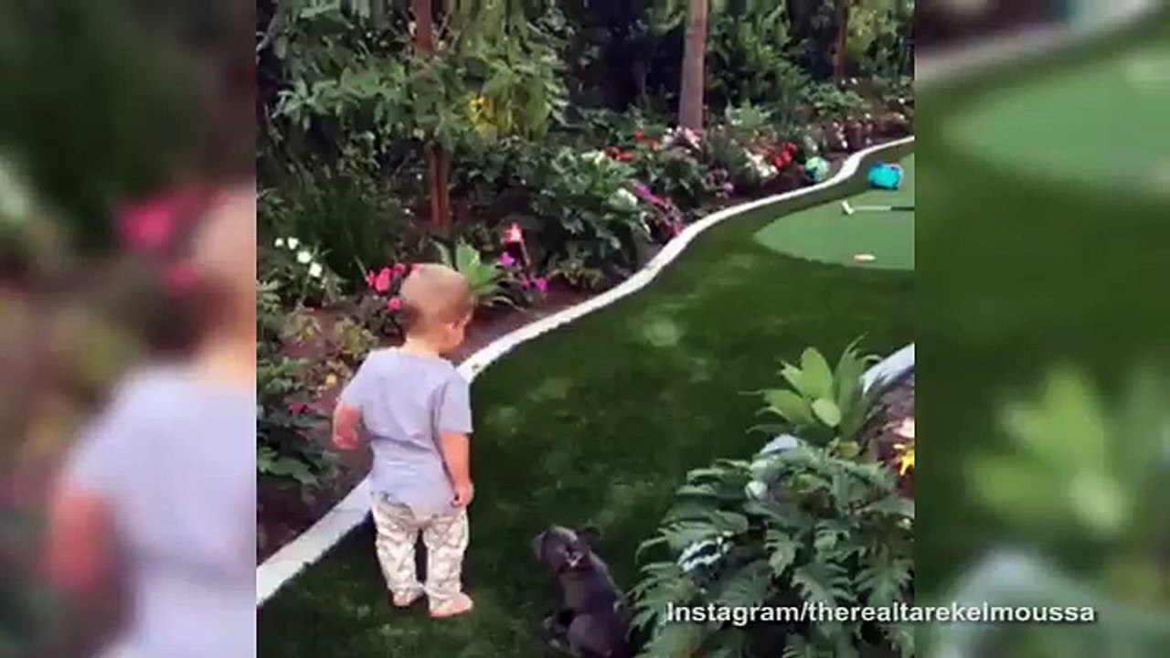 Christina El Moussa shows off children playing with their dog -