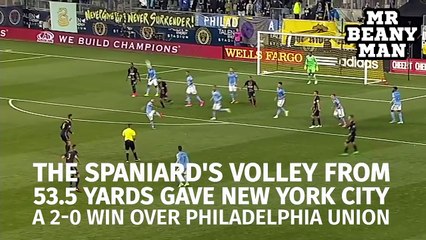 David Villa Hits 52-Yard Wonder Goal For New York City