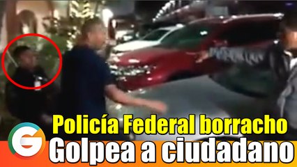 Policía Federal borracho golpea a ciudadano en Playa del Carmen