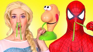 Spiderman & Frozen Elsa Funny Prank! w/ Pink Spidergirl, Elsa Mermaid, Doctor, Joker! Superhero Fun