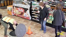 Magician Stuns People With Fake Manhole
