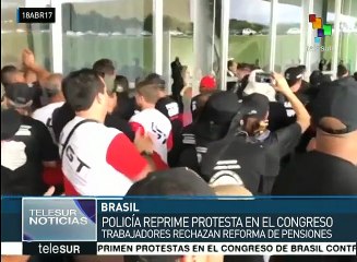 Brasil: reprimen protesta en el Congreso contra reforma de pensiones