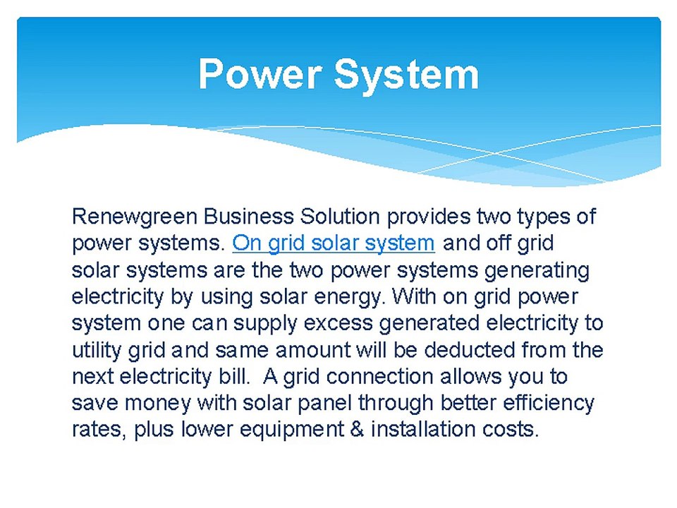 Renewgreen Business Solutions: Electricity Solution for Business
