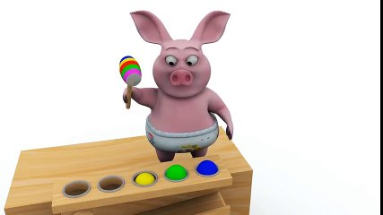 Learn Color with Wooden Pound the Ball Kids Toys With ToTo Pig - Video Learn Colors for Children