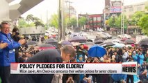 Moon Jae-in and Ahn Cheol-soo announce their pledges for welfare programs for elderly citizens