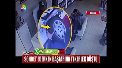 Eczanede otururken KAFALARA isabet eden ARABA LASTİĞİ.