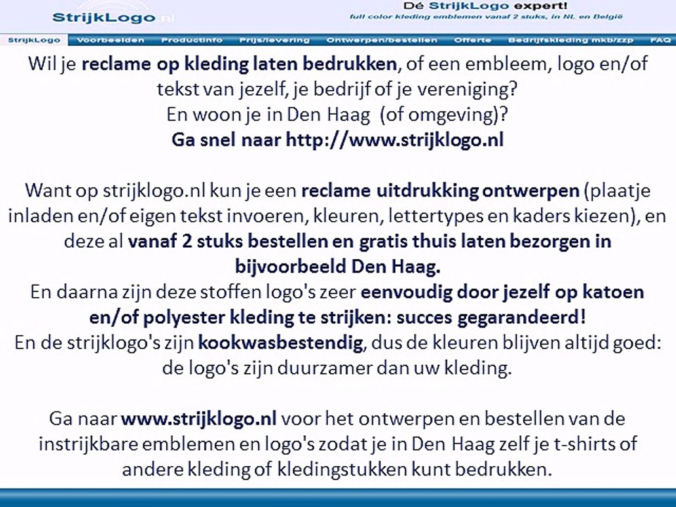 Reclame kleding bedrukken Den Haag