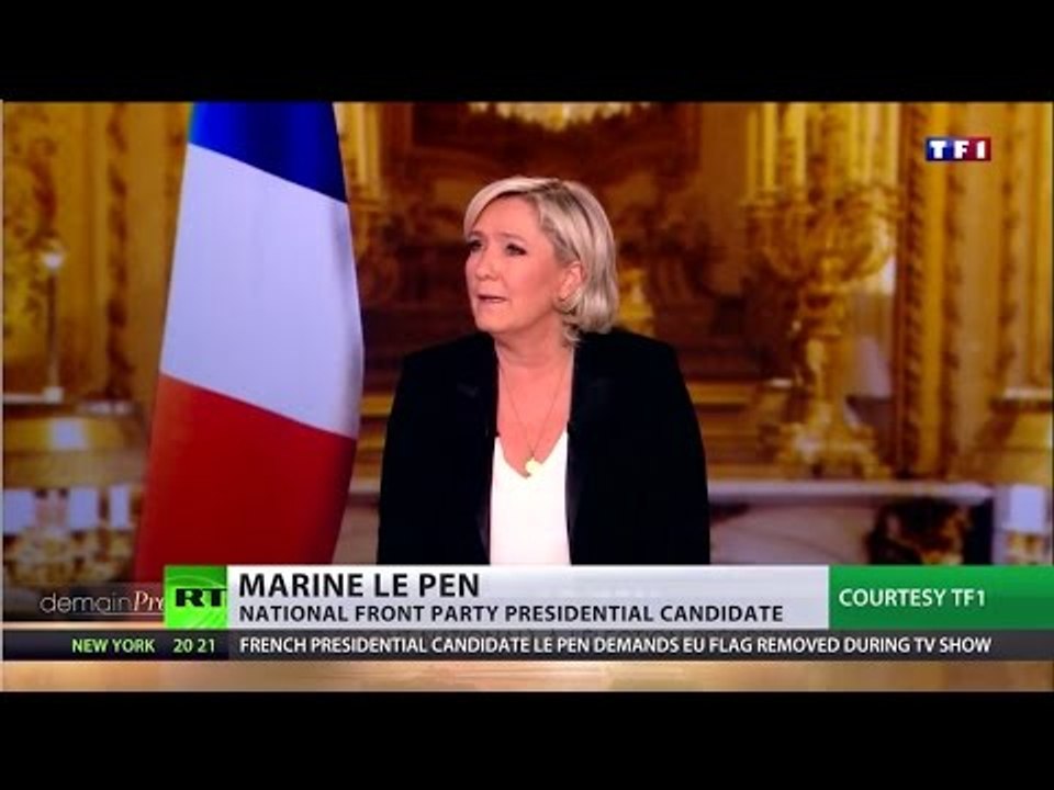 ‘I want to lead France, not Europe’: Le Pen asks for EU flag to be removed from TV debate