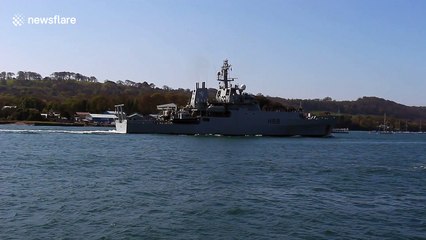 Navy ship HMS Enterprise arrives home after three years at sea