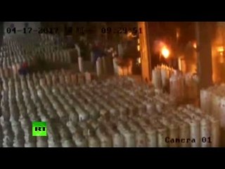 RAW: Gas cylinders explode at filling station in China