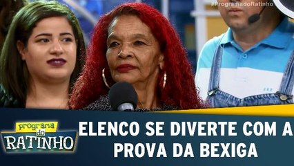 Elenco se diverte com a prova da bexiga