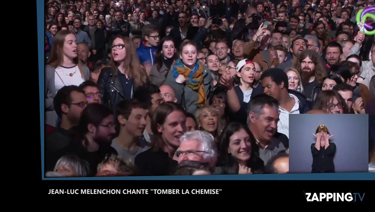 Sûr de lui, Jean-Luc Mélenchon entonne "Tomber la chemise" à un meeting