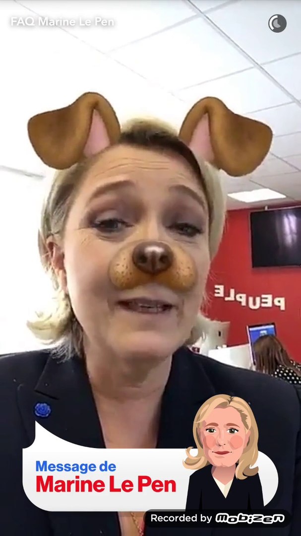 Marine Le Pen répond aux internautes sur Snapchat - Vidéo Dailymotion