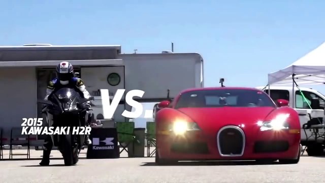 Kawasaki Ninja H2r vs Bugatti Veyron Drag Race 2016 Lamborghini Aventador vs F16 Fighting Falcon