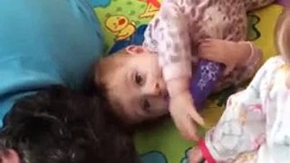 Funny Clip - Twin babies confused by snoring grandpa