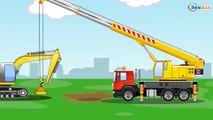 Giant Red Truck with Excavator Cars & Trucks Kids Animation - World of Cars for children