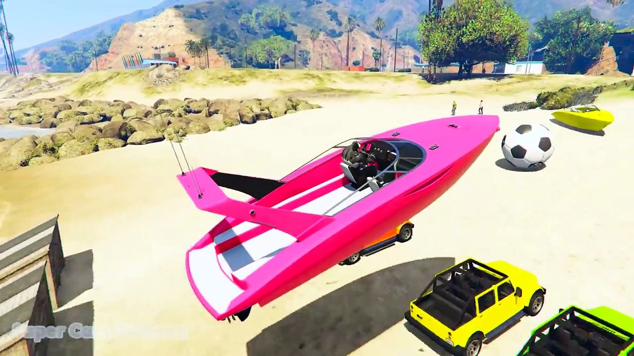 COLOR CARS and BOATS Jump! Funny 3D Cartoon for...