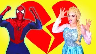 Spiderman & Frozen Elsa Break Up? w/ Pink Spidergirl, Maleficent, Spiderman Kidnapped & Spiderbaby