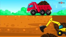 The Red Dump Truck, Crane and Excavator - Diggers and Builder -546567567