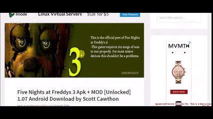 Five Nights at Freddy's 3 Apk + MOD [Unlocked] 1.07 Android Download by Scott Cawthon