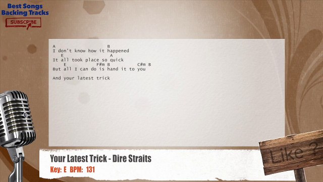 Your Latest Trick - Dire Straits Vocal Backing Track with chords and lyrics