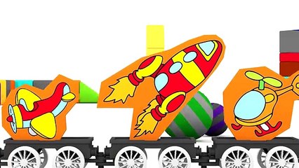 Magic TRAIN Cartoon - Learn Colors with Airplane,Helicopter,Rocket JIGSAW PUZZLE!
