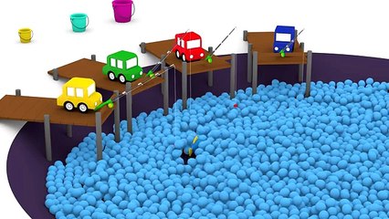 WHICH BUCKET_ - Ball Pit Pool FISHING - Cartoon Cars - Car Cartoons for Kids.Kid's Cartoons