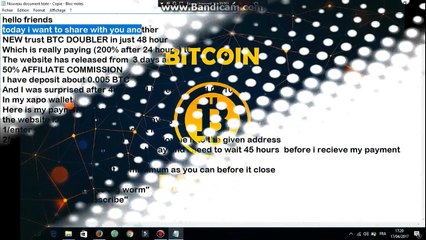 Very New Site:-Double Your Bitcoin In 48 Hours Payment Proof Hurry Up