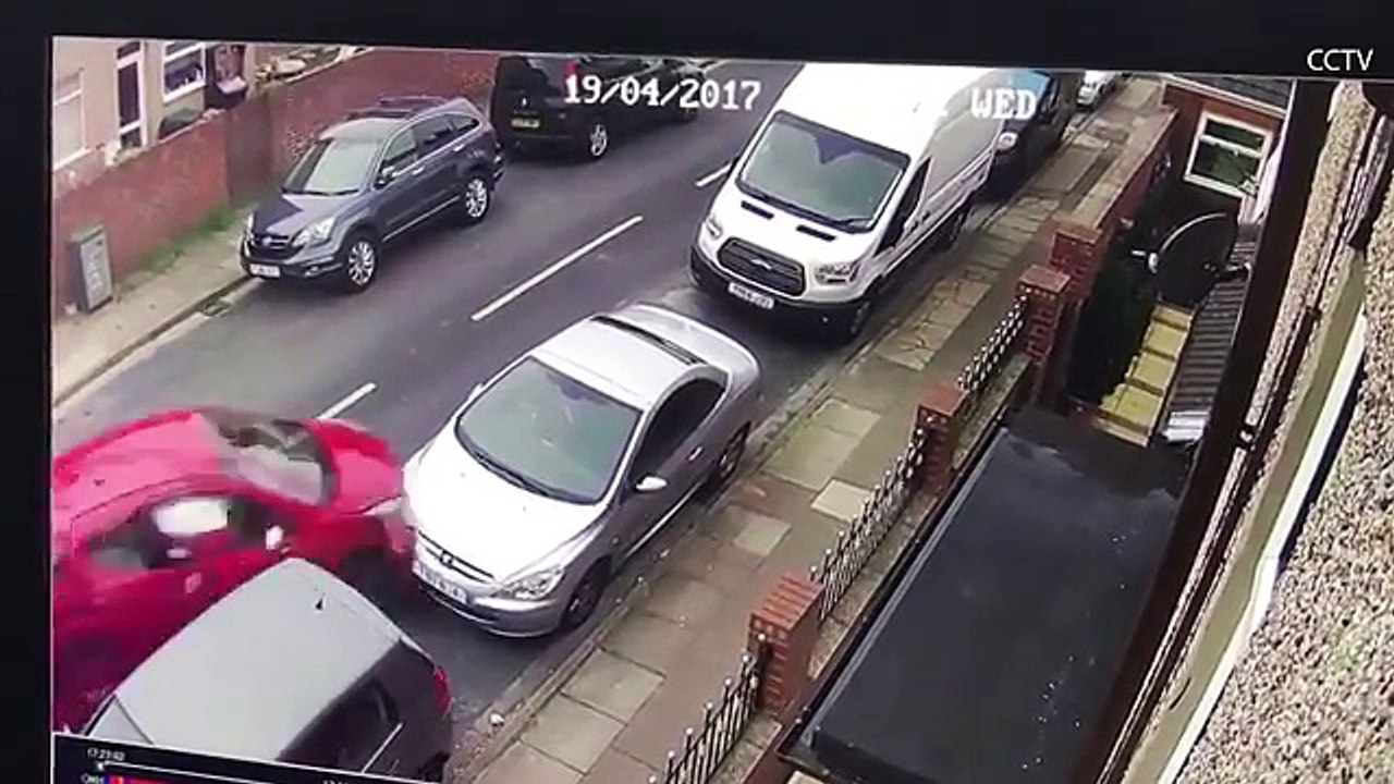 Dramatic moment car smashes into four parked vehicles - Daily Mail Online[via torchbrowser.com]