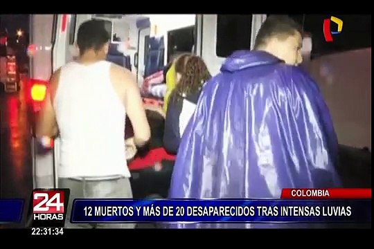 Colombia: 12 muertos y más de 20 desaparecidos tras intensas lluvias
