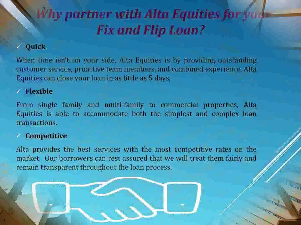 Fix & Flip Loans - Alta Equities