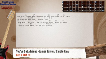 You've Got a Friend - James Taylor / Carole King Bass Backing Track with chords and lyrics