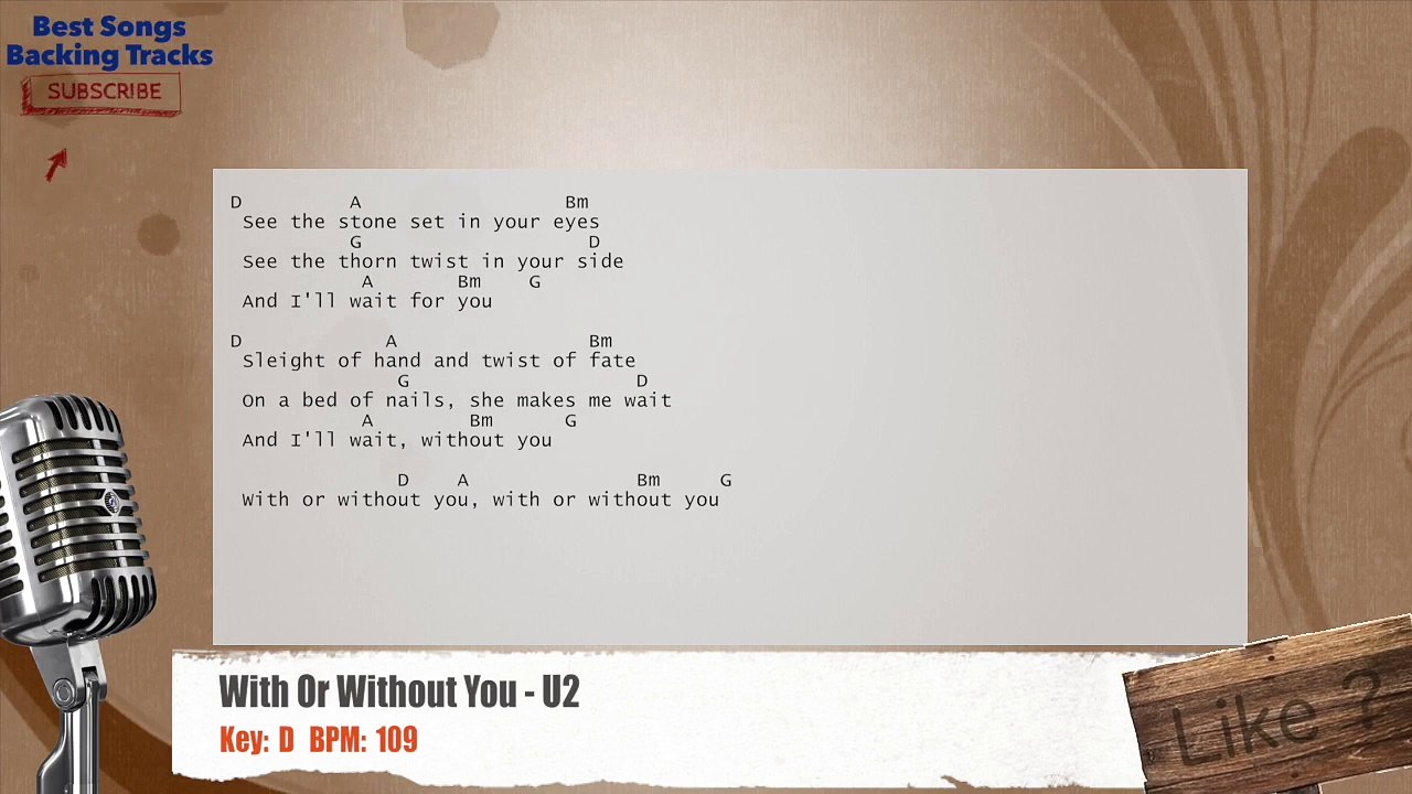 With Or Without You - U2 Vocal Backing Track