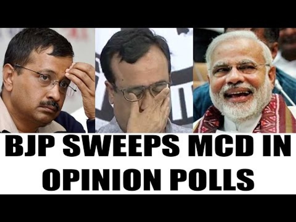 MCD polls 2017 : BJP storms ahead of AAP & Congress in Opinion polls | Oneindia News