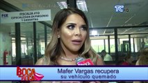 Mafer Vargas recupera su vehiculo quemado
