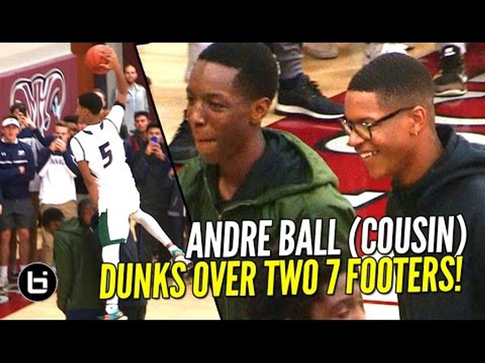 Andre Ball DUNKS OVER Shareef O'neal & Big O at RMHI Dunk Contest! Ball Brothers' Cousin!
