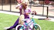 Princess Rapunzel Blowing Bubble Gum! w_ Spiderman, Venom, Hulk & Paw Patrol Chase in Real Life