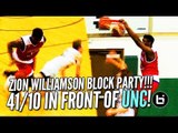 Zion Williamson Goes Off The Backboard in Front of UNC's Roy Williams!!! 41/10 Raw Highlights!