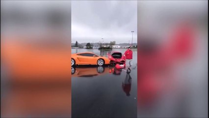 Il perd le controle de sa ferrari et s'ecrase contre une lamborghini... Accident couteux!