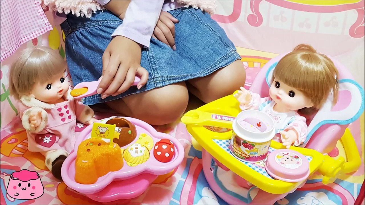 メルちゃん ネネちゃん いっしょにおうちでごはん食べたよ ベビーカーで散歩もしたよ お世話ごっこBaby Doll Mell-chan Baby Stroller ＆ Tent House