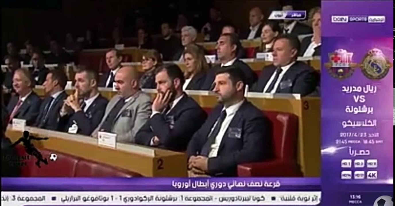 لحظة الاعلان عن قرعة نصف نهائى دورى ابطال اوروبا