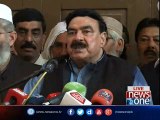 Sheikh Rasheed talks to media in Rawalpindi