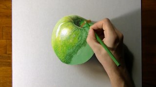 Drawing a Green Apple - How to draw 3D art-gK9oumnh94E
