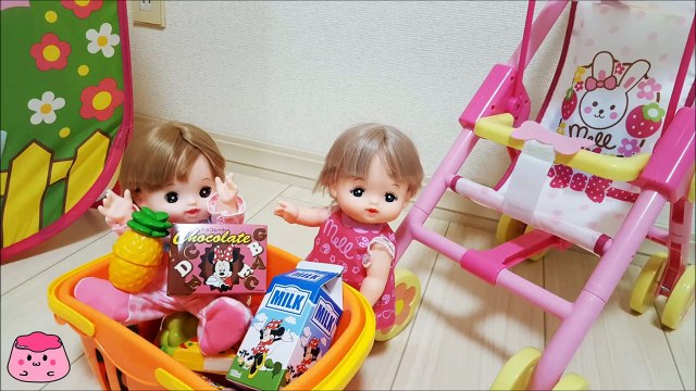 メルちゃん ベビーショッピングカートでお買い物 Mell-chan Doll Grocery Shopping Shopping Cart Toy