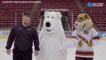 Mascot can't stay on his feet in hilar