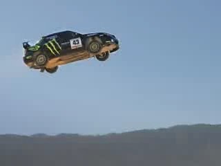 Ken Block jumps his rally car 171 feet